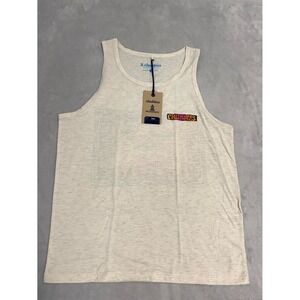 Chubbies The Wind Slammer Tank‎ Top Mens Small Beige Sunset Waves Graphic Print